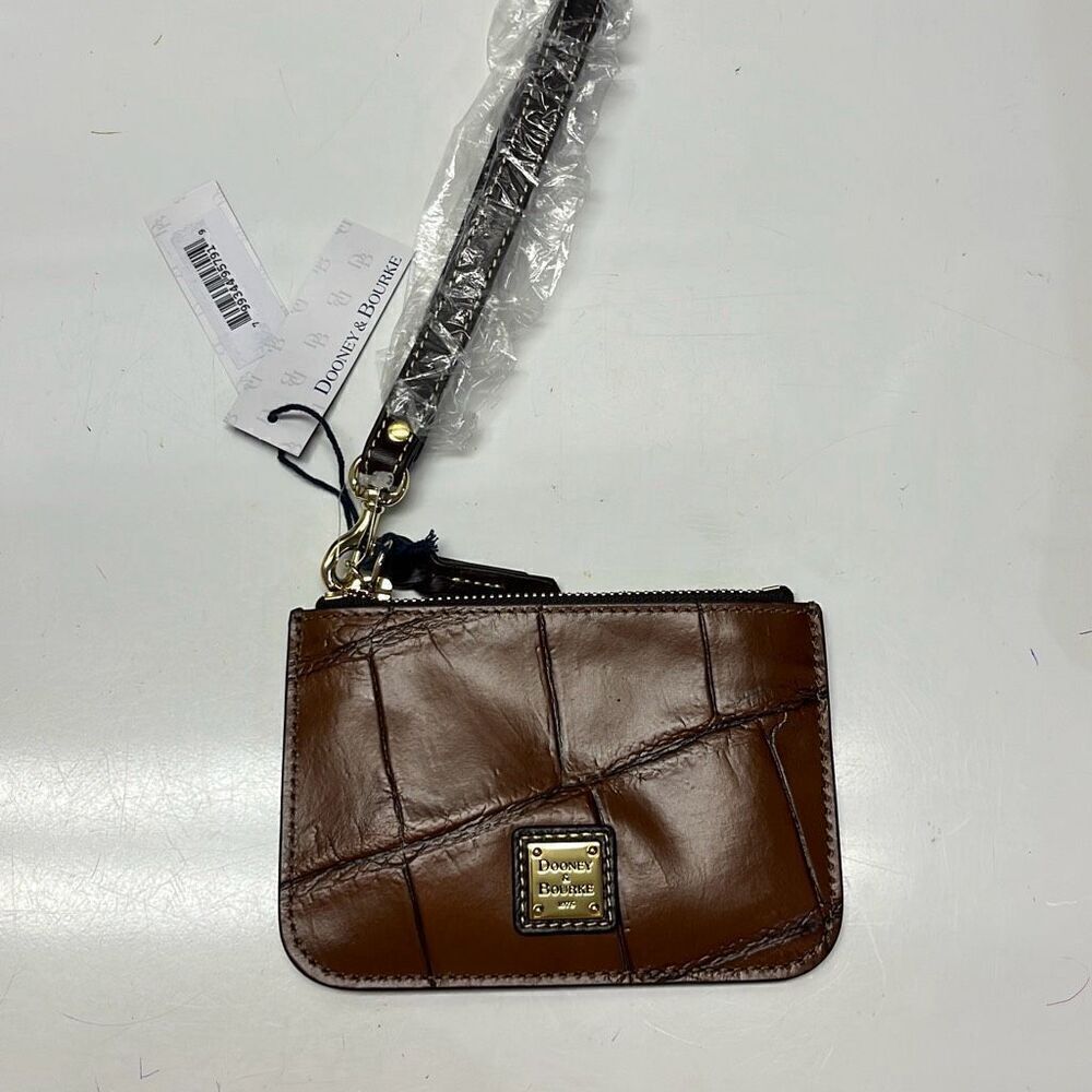 Dooney & Bourke Croco Cognac Wristlet- Mini Bag- NEW